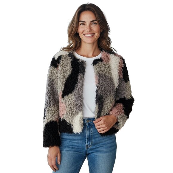 1.STATE Faux Fur Moody Hues Jacket Size S - Picture 1 of 9